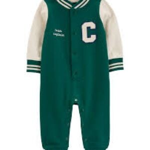 Carter's Green and Cream Varsity-Style One-Piece